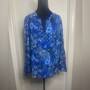Lilly Pulitzer Giana Long Sleeve Top - Alba Blue Cruisin Together L